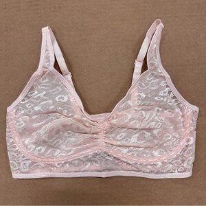 New Ruby Ribbon Allure Sheer Leopard Demiette Bra Blush Pink
